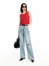 Women's Distressed Straight-Leg Jeans